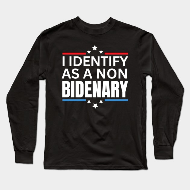 I identify as non Bidenary American vintage style (v15) Long Sleeve T-Shirt by TreSiameseTee